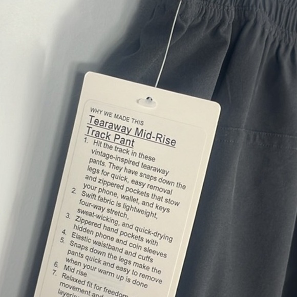Lululemon Performance Pant Tearaway Mid Rise Track Pant Black Sz 8 NEW! - Picture 13 of 13